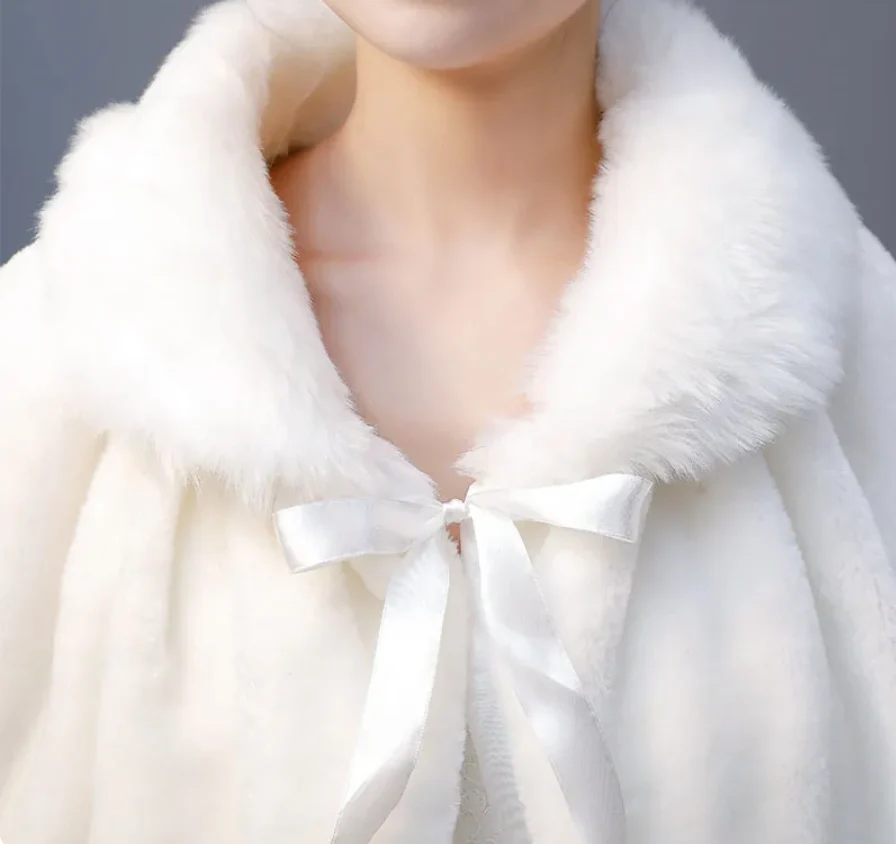 Bridal Faux Fur Wrap Elbow Length Wedding Accessory - Image 4