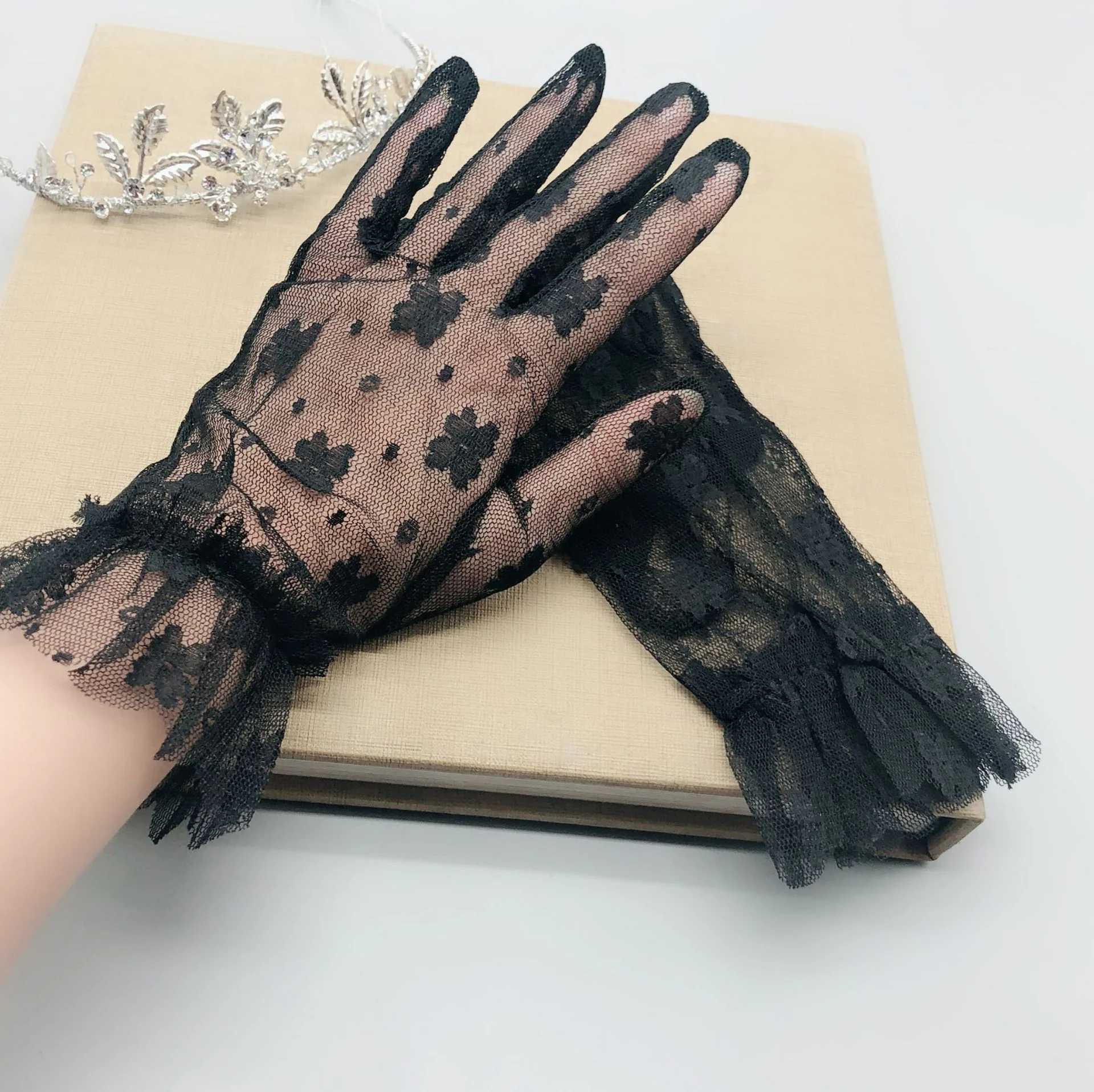 Bride Wedding Gloves Butterfly Embroidered - Image 3