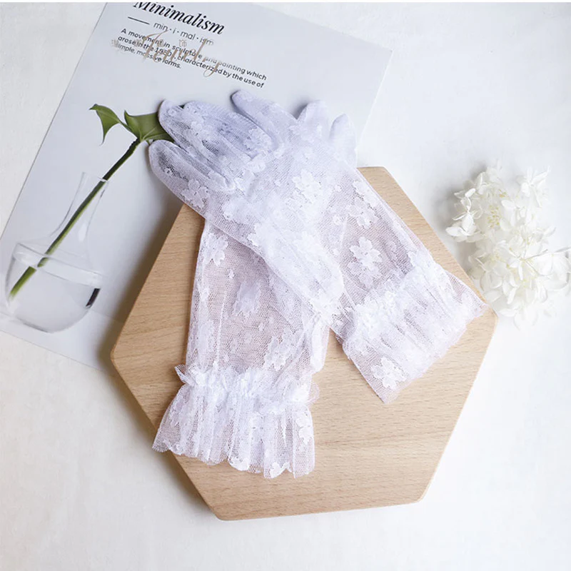 Bride Wedding Gloves Butterfly Embroidered - Image 9