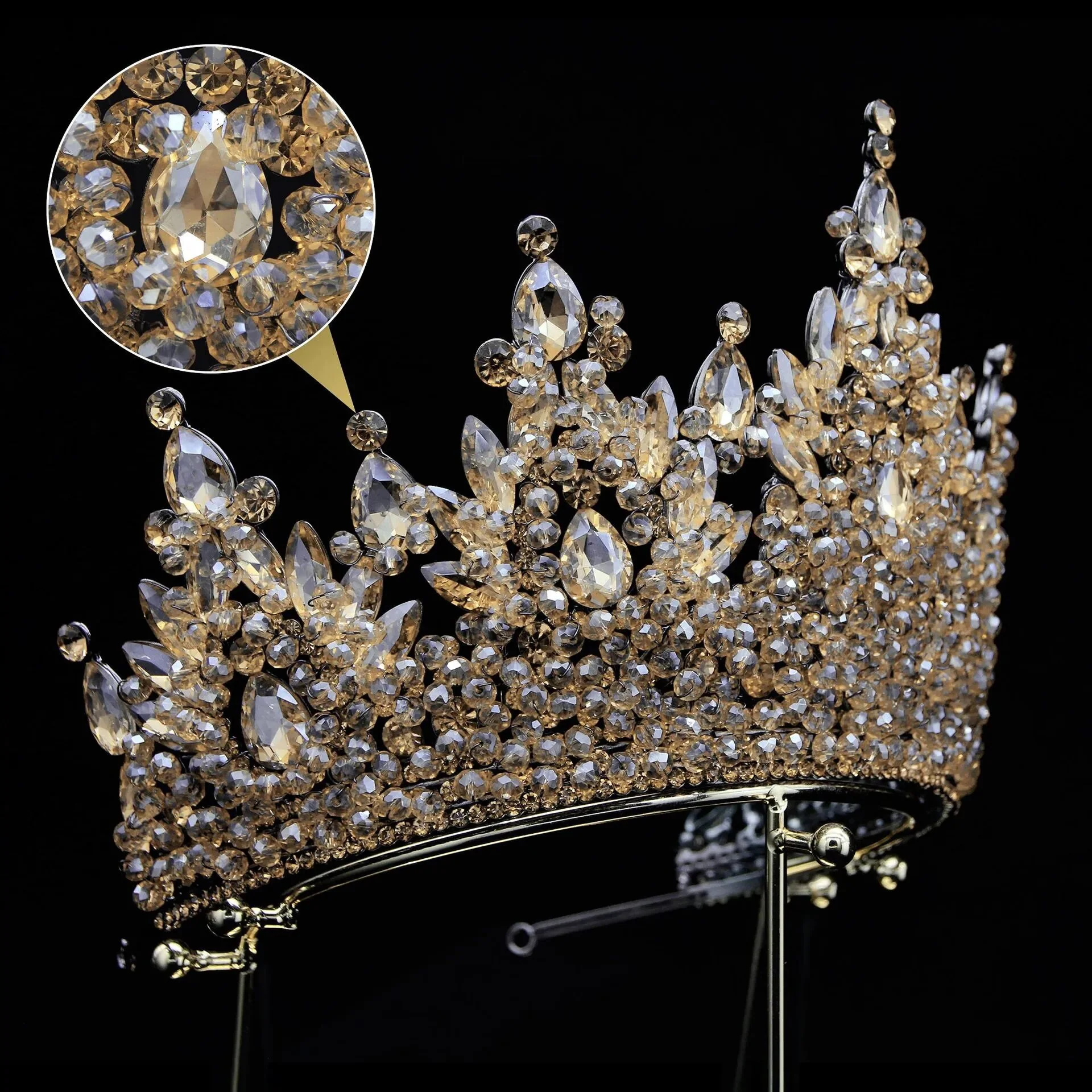 Crystal Quinceanera Tiara Crown Colorful Princess Party Hair Accessory - Image 5