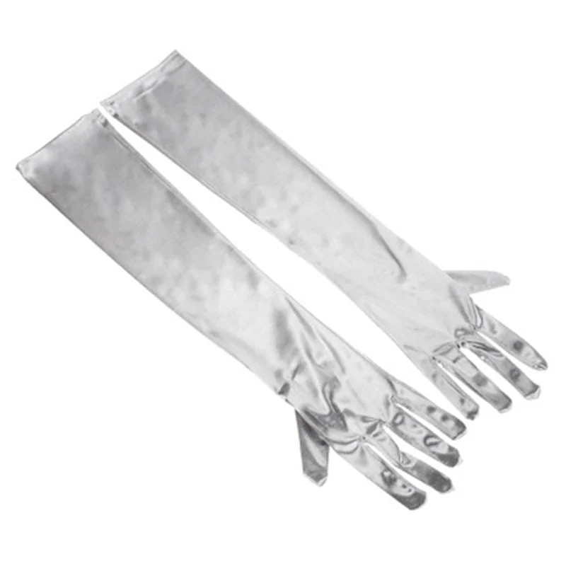 Long Satin Elastic Etiquette Gloves Full Finger Driving Glove - Image 36
