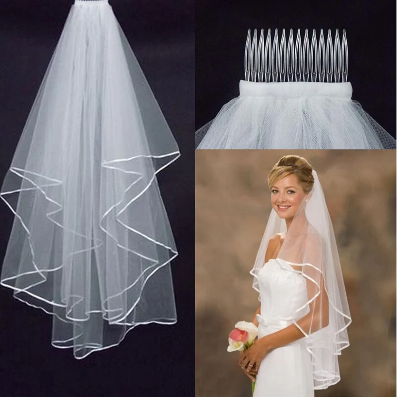 Wedding Veil 2 Layer Elbow Length Bridal Accessory - Image 3